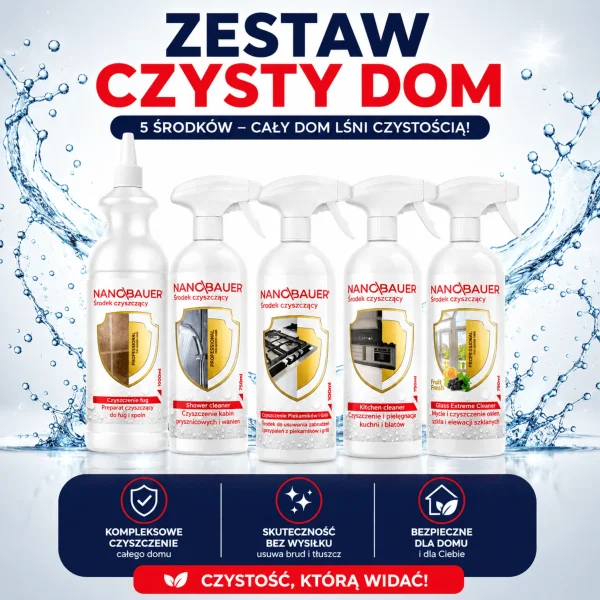 NANOBAUER® CZYSTY DOM zestaw 5 środków czyszczących PROMOCJA