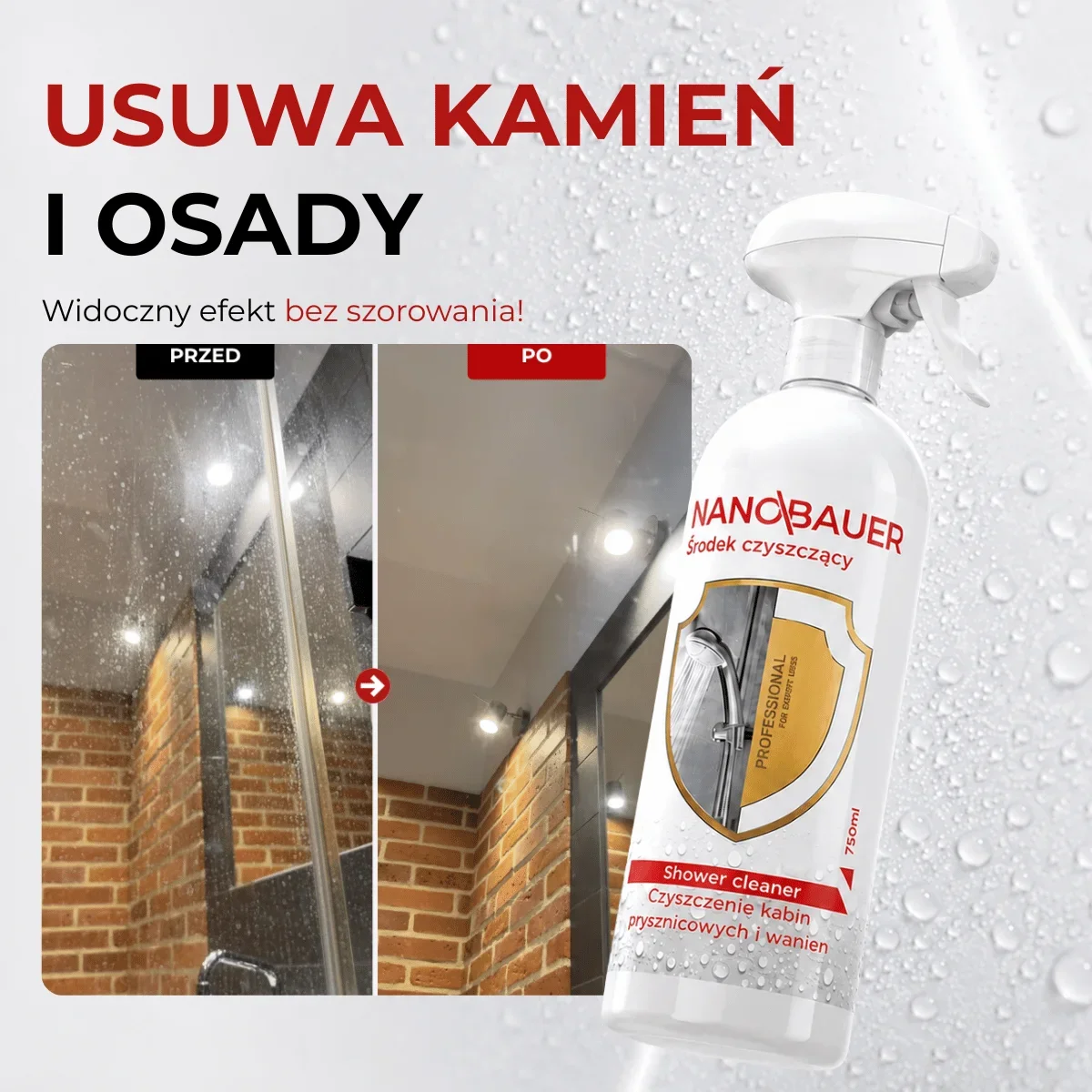 Płyn do usuwania osadów i kamienia z kabiny NANOBAUER SHOWER CLEANER