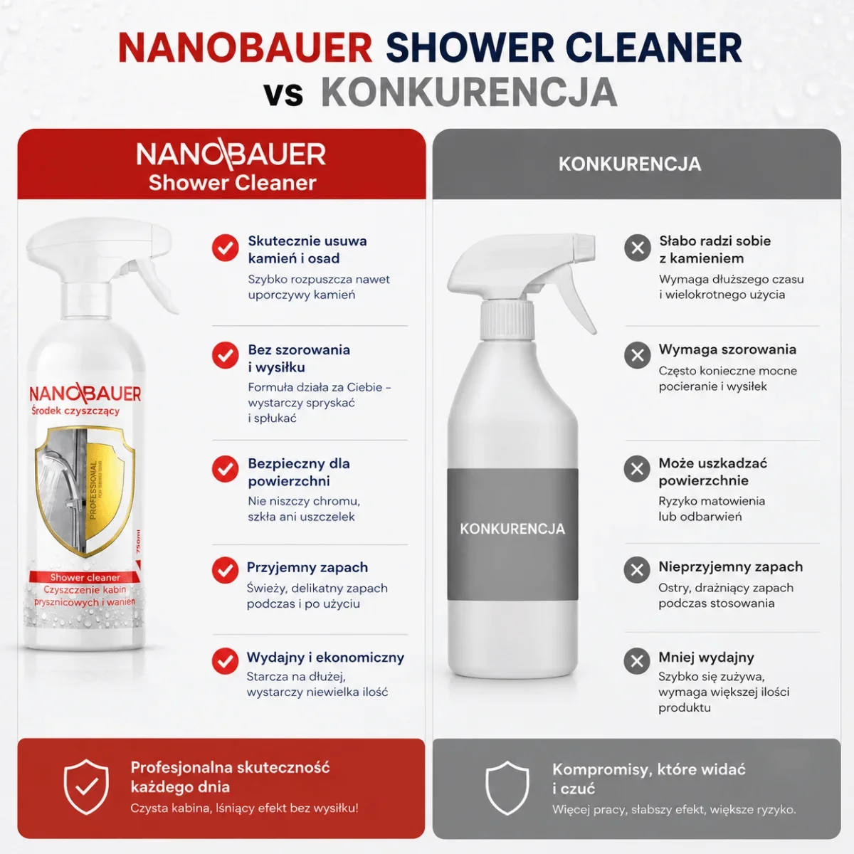 Płyn do usuwania osadów i kamienia z kabiny NANOBAUER SHOWER CLEANER