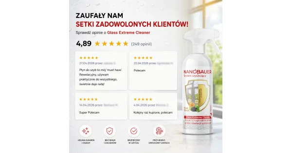 Płyn do mycia okien, szyb NANOBAUER GLASS EXTREME CLEANER 750 ML