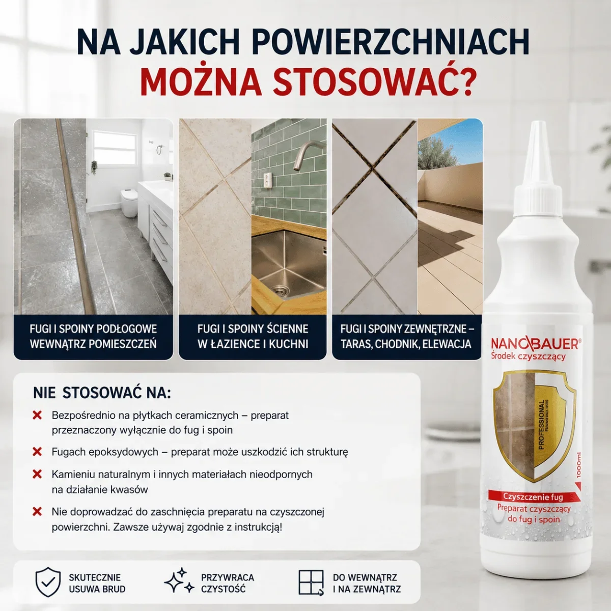 Płyn do czyszczenia i mycia fug i spoin NANOBAUER 1L