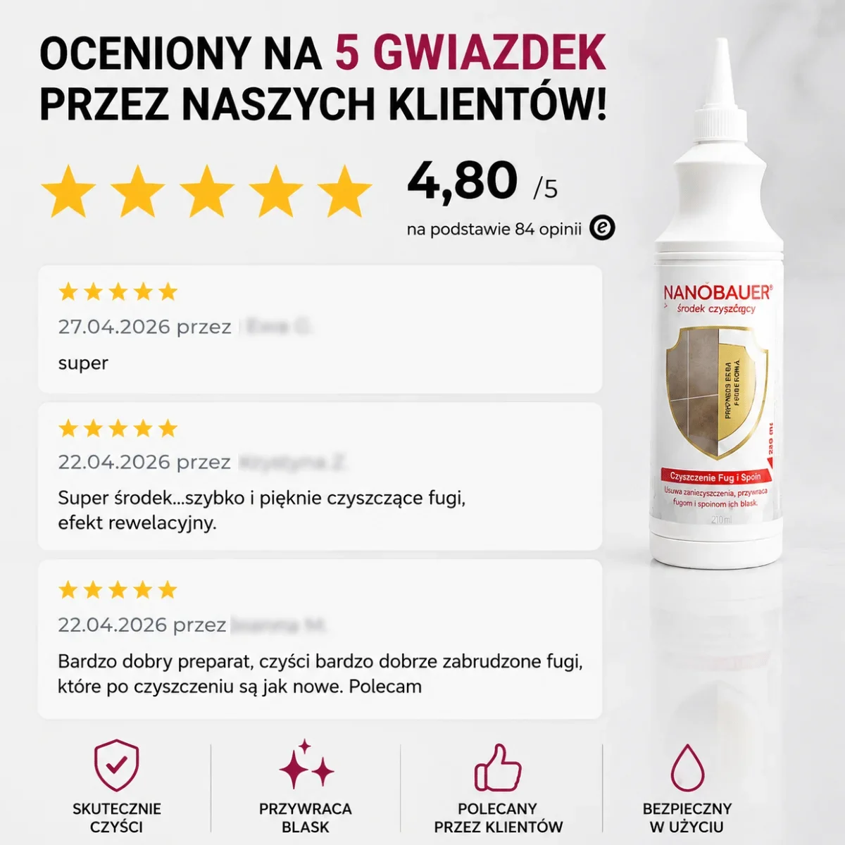 Płyn do czyszczenia i mycia fug i spoin NANOBAUER 1L