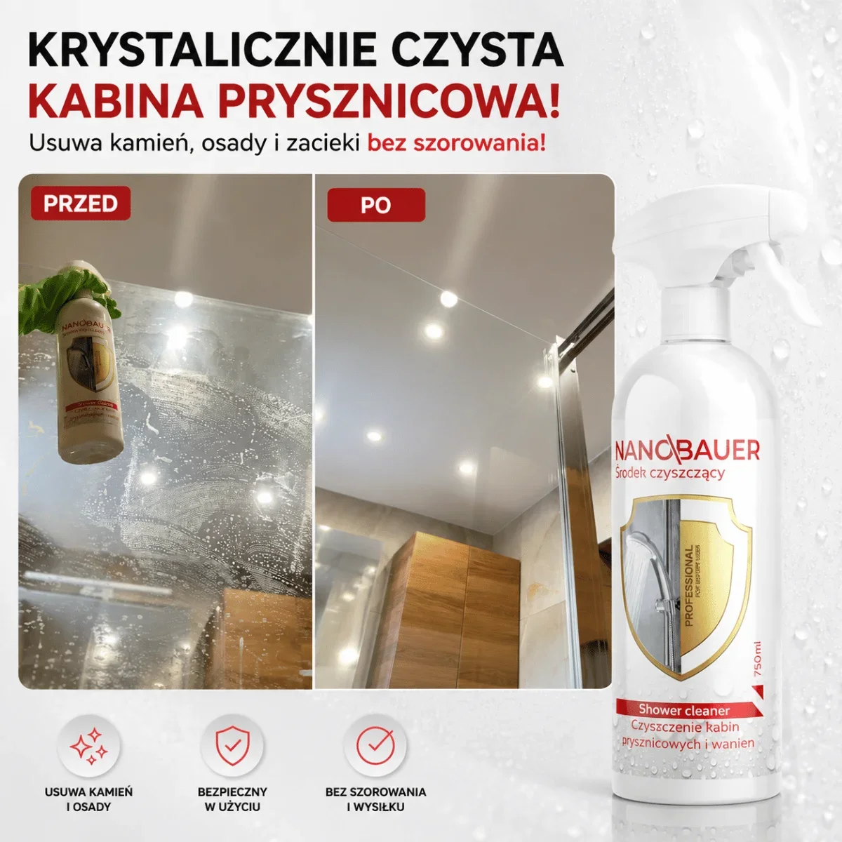 NANOBAUER® CZYSTA KABINA PRYSZNICOWA | Zestaw 2 środków