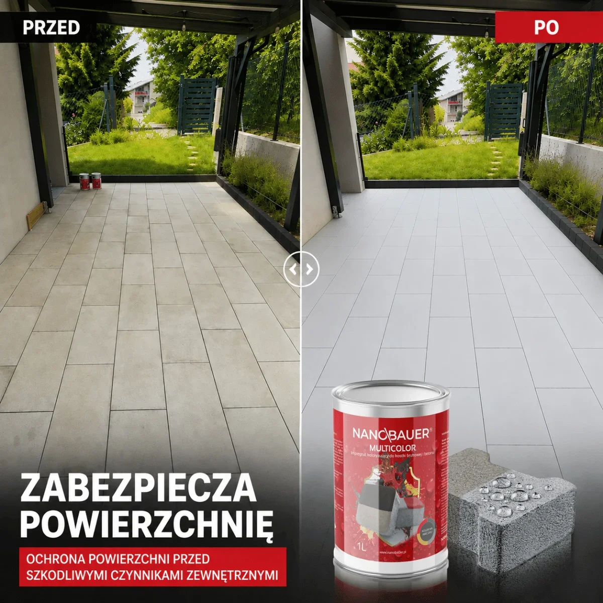 Impregnat koloryzujący do kostki brukowej, betonu NANOBAUER MULTICOLOR