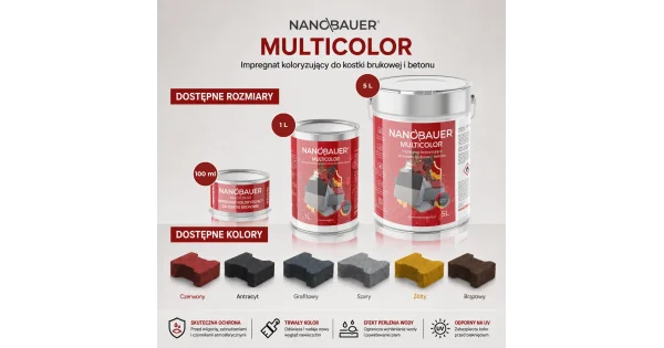Impregnat koloryzujący do kostki brukowej, betonu NANOBAUER MULTICOLOR