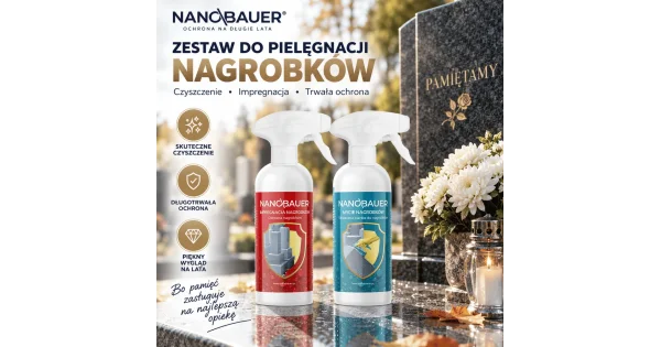 Zestaw płynu do mycia nagrobków i impregnat do nagrobków NANOBAUER
