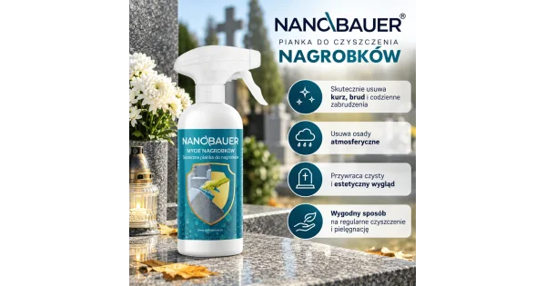 Zestaw płynu do mycia nagrobków i impregnat do nagrobków NANOBAUER