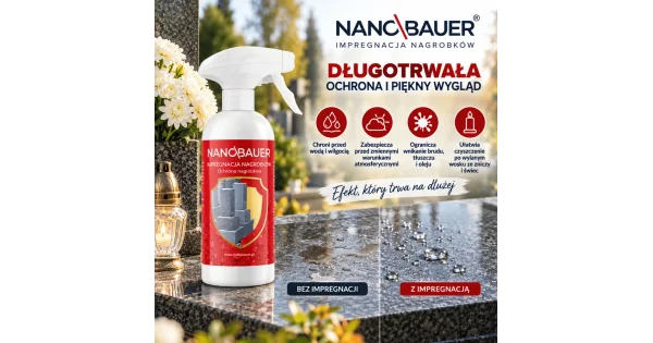 Zestaw płynu do mycia nagrobków i impregnat do nagrobków NANOBAUER