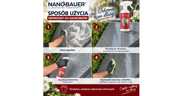 Zestaw płynu do mycia nagrobków i impregnat do nagrobków NANOBAUER