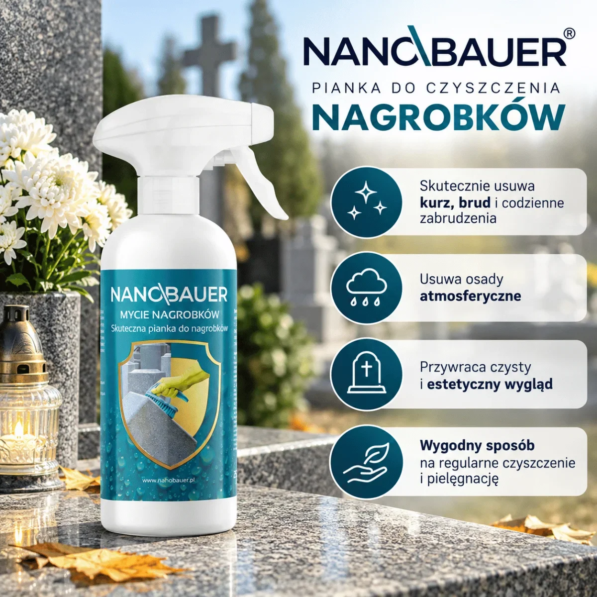 Płyn do mycia nagrobków do nagrobków NANOBAUER