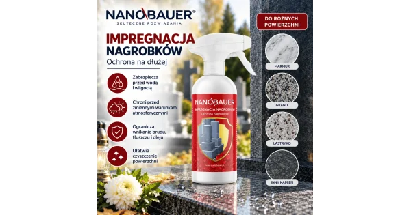 Zestaw płynu do mycia nagrobków i impregnat do nagrobków NANOBAUER