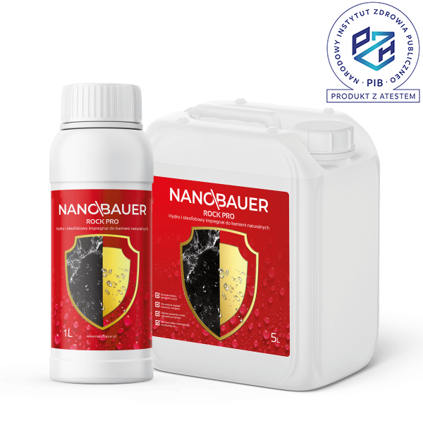NANOBAUER® ROCK PRO - Impregnat hydro i oleofobowy do ochrony kamieni naturalnych polerowanych i niskochłonnych