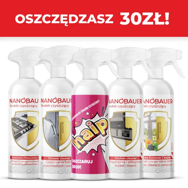 NANOBAUER® CZYSTY DOM zestaw 5 środków czyszczących