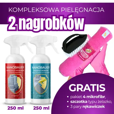 Zestaw płynu do mycia nagrobków i impregnat do nagrobków NANOBAUER